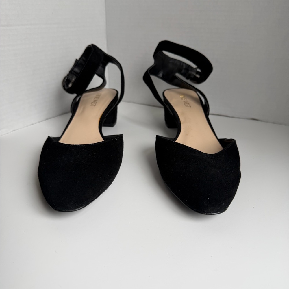 Black Nine West Women’s Pump Ankle Strap Low Block Heel Size 9 - Picture 3 of 10